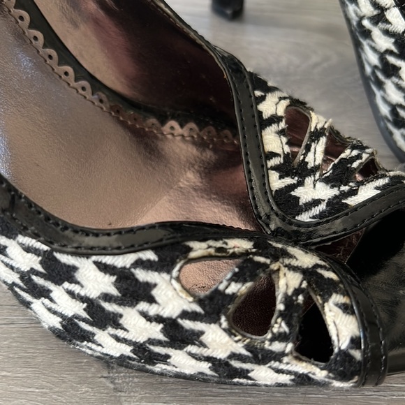 Rampage retro vintage style houndstooth peep toe heels size 9.5 - Picture 2 of 8